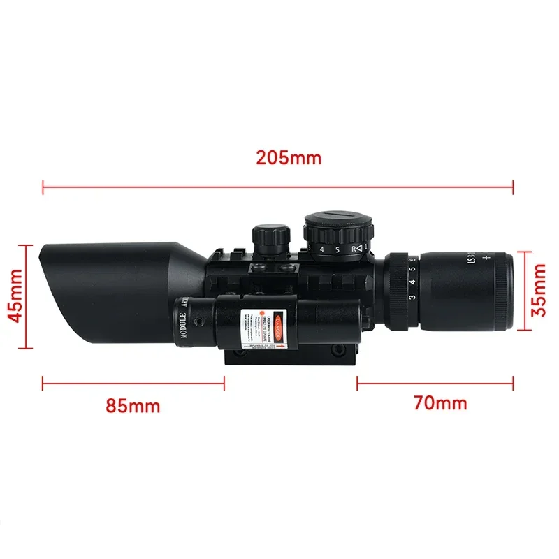 3-10x42E Tactical Sight Red Green Optical Riflescope Illuminated Adjustable Reflex Hunting Scope Cross-Hair Reticle 11/20mm Rail