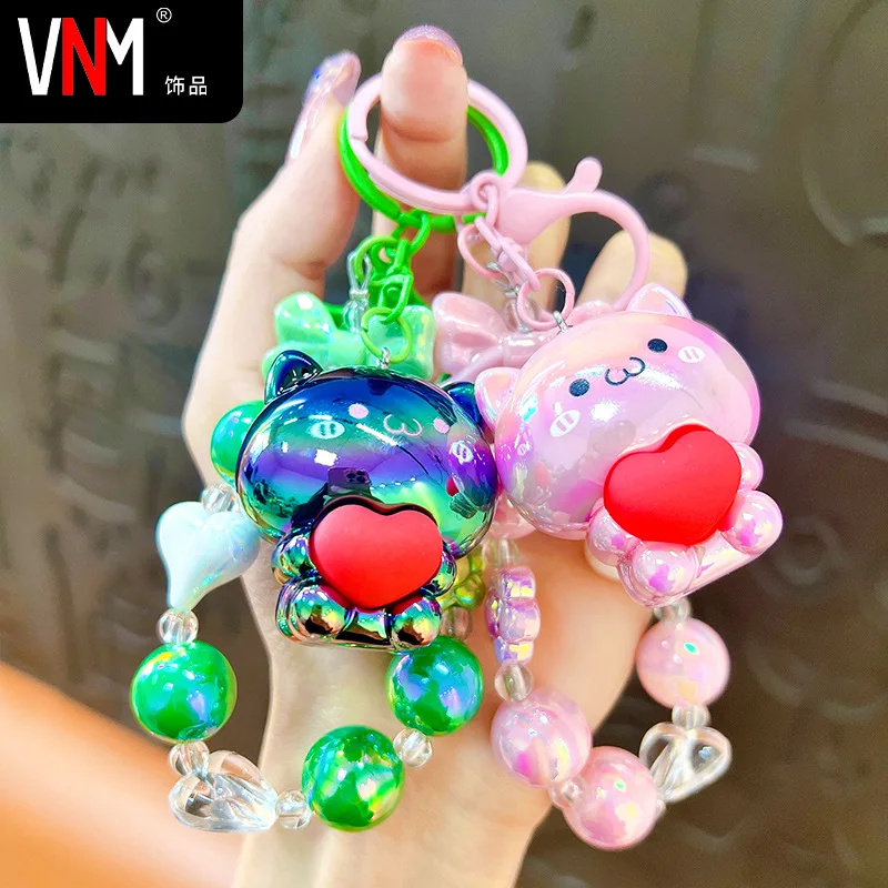 Electroplating Hug Love Bear Beaded Keychain Pendant Acrylic Doll Pendant Claw Machine Baby Baby gift