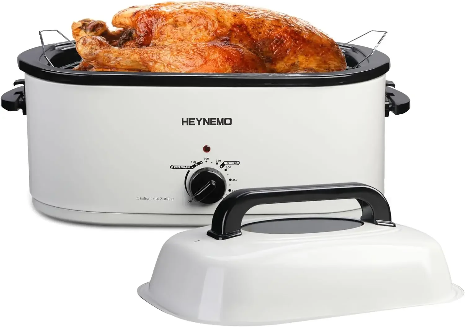 

26QT Electric Roaster Oven, Electric Turkey Roaster with Viewing & Self-basting Lid, Stainless Steel Turkey Roaster Oven, White