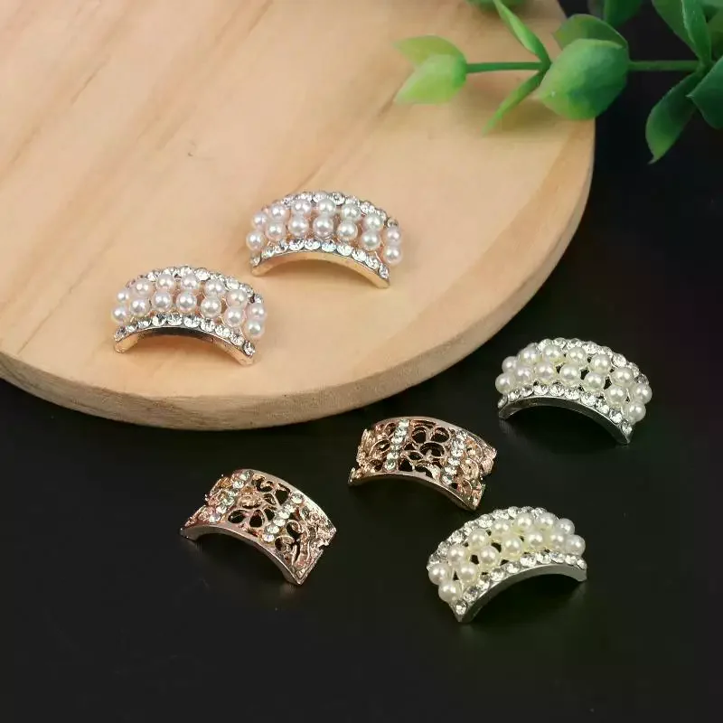 

10pcs Fashion Craft Pearl Crystal Rhinestone Buttons for Diy Flower Round Cluster Button Wedding Embellishment Jewelry