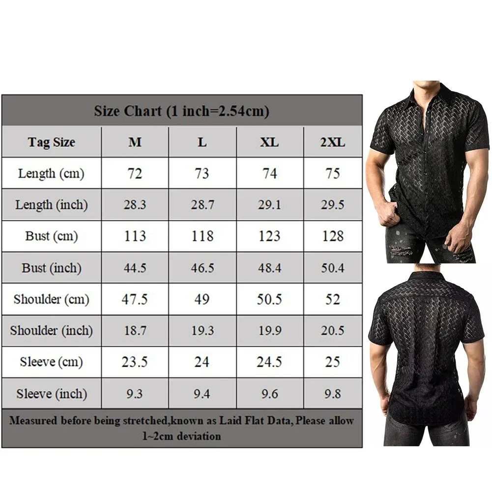 Mens Summer Mesh See Through Lace Short Sleeve Shirts Sexy Party Nightclub Tops