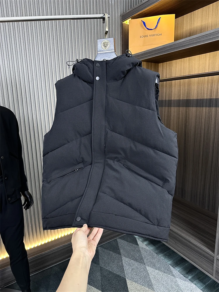

Men's Pure Color Svel Jaet Autumn Winter Warm Cotton Vest Faionable Urban Loose Fit Youth Outerwear Garment