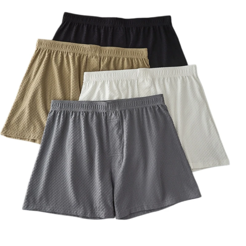 

2-Pack Men's Woven Boxer Shorts Cotton Solid Color Loose Fit Underwear Home Pants Sleepwear Soft Comfortable