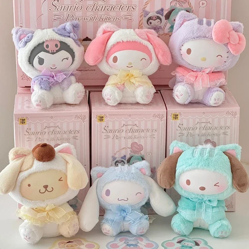 

Sanrio's Playful Little Cat Series Blind Box Kuromi Action Figure Mystery Box Cute Anime Doll Surprise Bag Pendant Keychain Toys