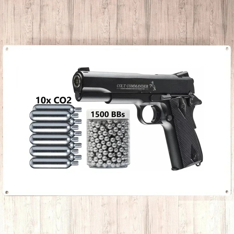 Co2 Bullets Air Pistols Series Rust for Bar Garage Wall Hand Metal Wall Sign Vintage