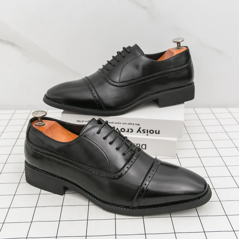 

Новые мужские деловые свадебные деловые кожаные туфли, мужские повседневные удобные дышащие офисные туфли на шнуровке, банкетные туфли, размеры 38-46