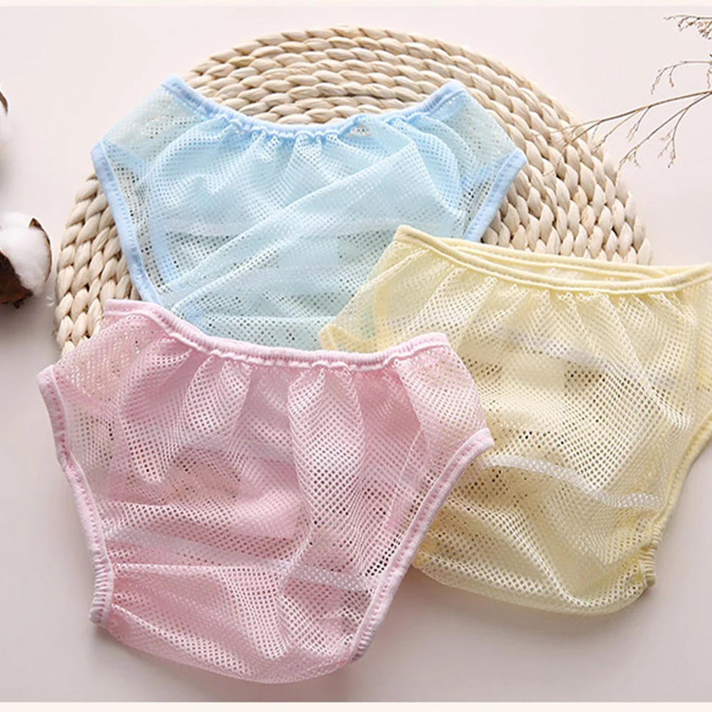 3 قطعة سروال تدريب الطفل قابلة لإعادة الاستخدام قماش شبكي حفاضات تنفس قابل للغسل الحفاض للرضع قعادة ممارسة التصوير في الهواء الطلق حجم #4
