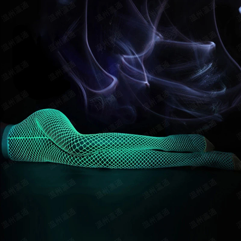 Luminous Glowing Fishnet Socks Glow In The Dark Fishnet Stockings Leggings for Women Luminous Stockings Tights High Waist