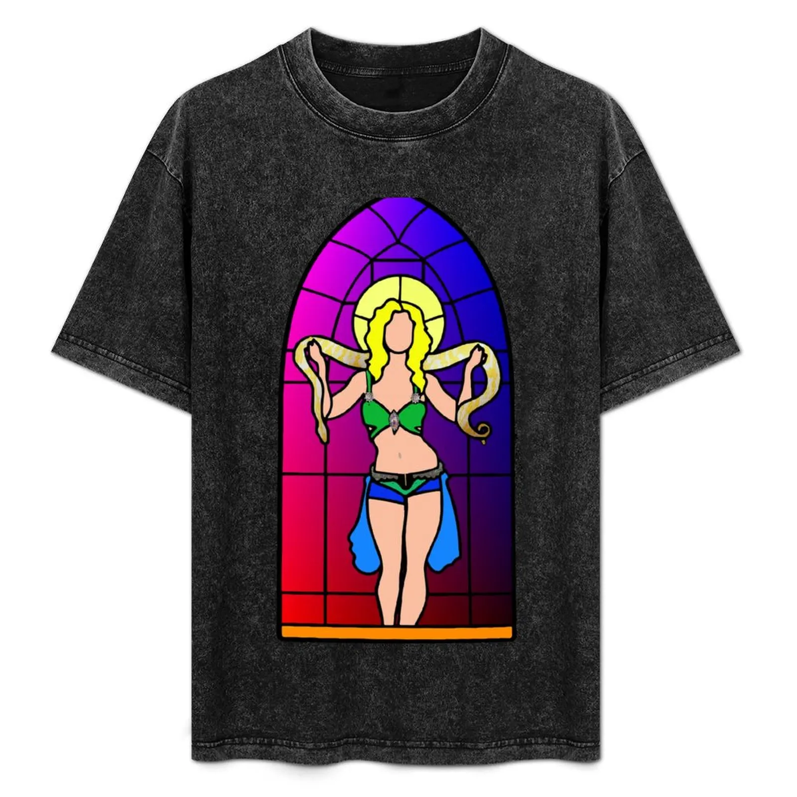 

Godney Stained Glass T-Shirt Simple Solid Color Crew Neck Tee
