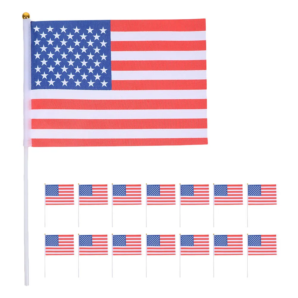 

15Pcs Mini Us Flags 14x21cm Small Handheld American Flag with 30Cm Stick for Veterans Day Patriotic Holiday Decoration Outdoor