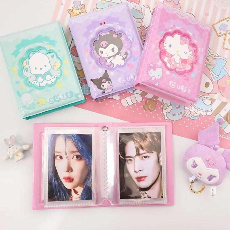 Sanrio Kawaii Hellokittys Kuromi Cinnamoroll Mymelody Pochacco Photo Album Anime Idol Small Card Camera Photo Storage Booklet