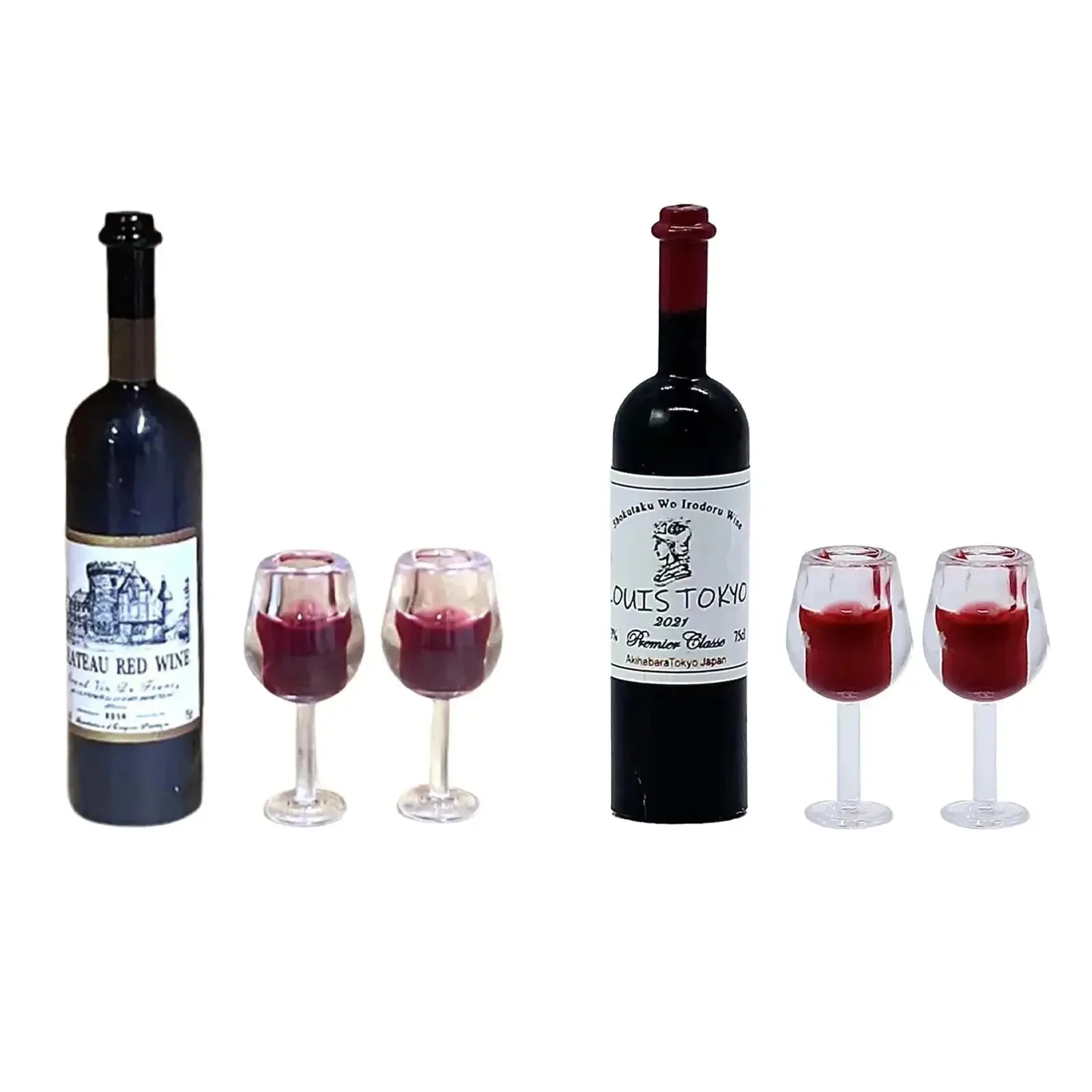 1/12 Dollhouse Mini Wine Bottle Cup Combination Miniature Model Bar Kitchen Layout Decor Accessories