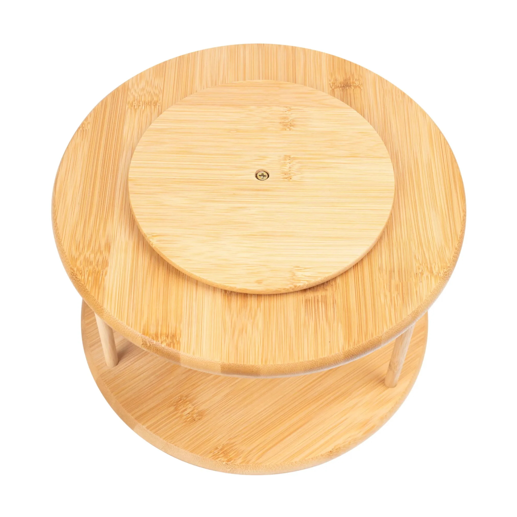 キッチンオーガナイザー 竹製ターンテーブル 2段スパイスラック、直径10.04 x 高さ6.89インチ