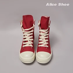 Brand Casual Men Shoe High Top Women Sneaker Quality Red Designer Punk New Fashion Zipper Thick-sole Platform Canvas Ankle Boot
