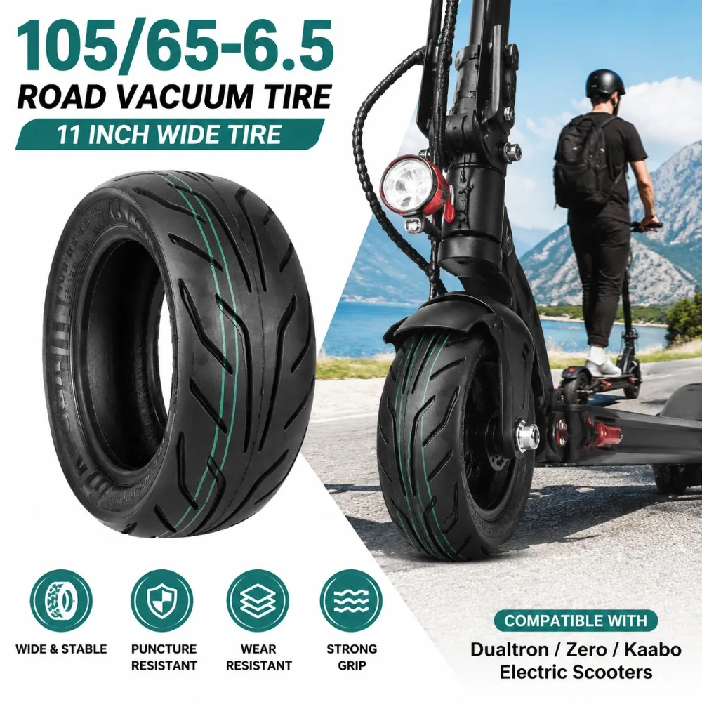 105/65-6.5 Highway-Vakuumreifen, geeignet für Dualtron/Zero/Kaabo E-Scooter, 11 Zoll verbreiterter und verdickter Reifen, Ersatzteile