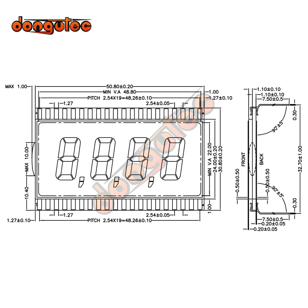40PIN TN Positive 4 Digits Segment LCD