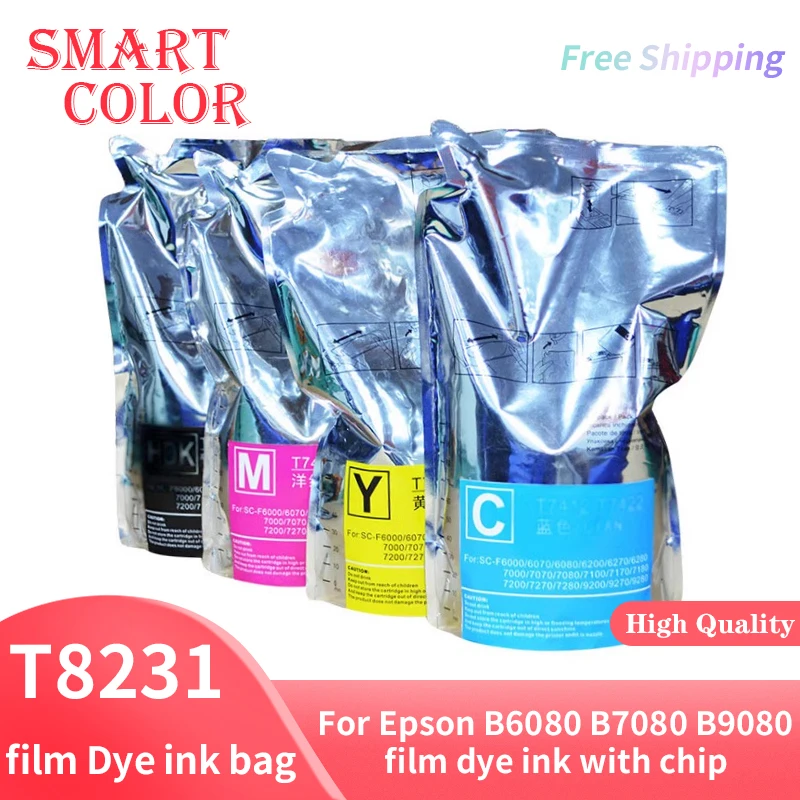 1000ML NEW T8231 ink bag For Epson B6080 B7080 B9080 film dye ink T8232 T8233 T8234 ink bag with chip