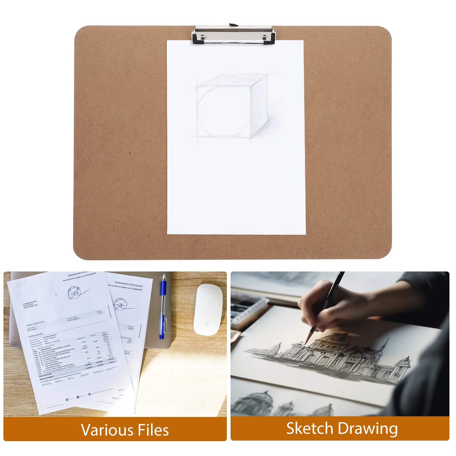 

2Pcs Professional Art Clipboard for Drawing Painting Portable Lightweight Sketch Board with Robust Clip Ideal for Outdoor