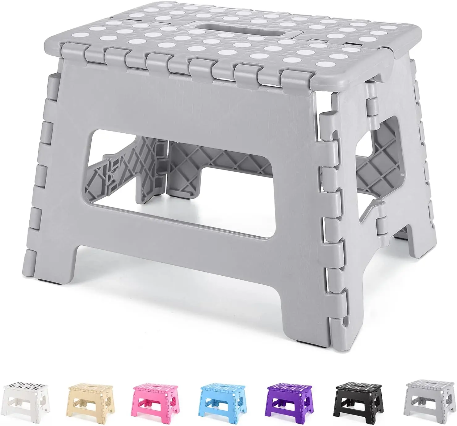 

9"" Folding Step Stool For Kids And Adults, Collapsible Light-Weight Foot Stools Foldable For Toddler, Kitchen, Bathroom, 300