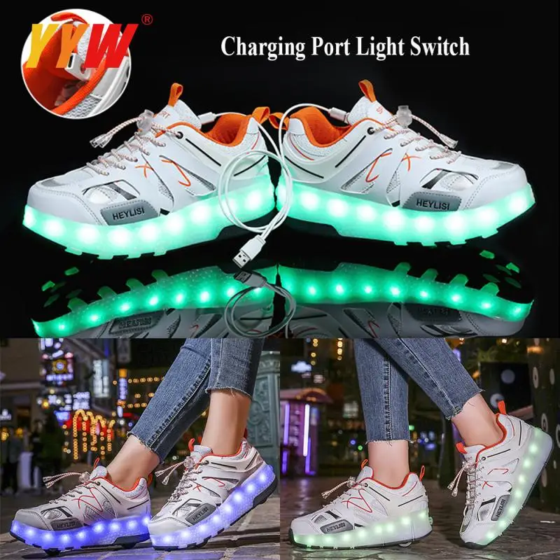 Roller Skates Shoes 2023 New Skating Footwear Teenagers Boys Girls Usb Charging Led Colorful Lighting Children 2 Wheels Sneaker