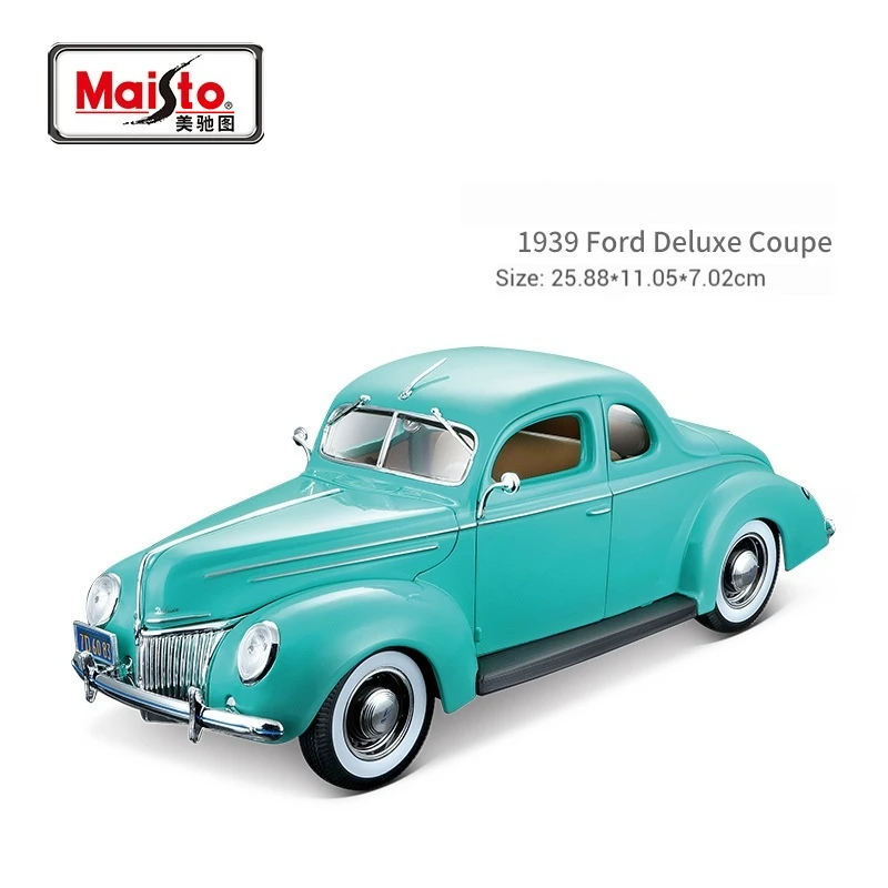 Maisto 1:18 1939 Ford Deluxe Green Red Die Casting Simulation Alloy Car Model Ford Classic Collection Ornament Car Model Male