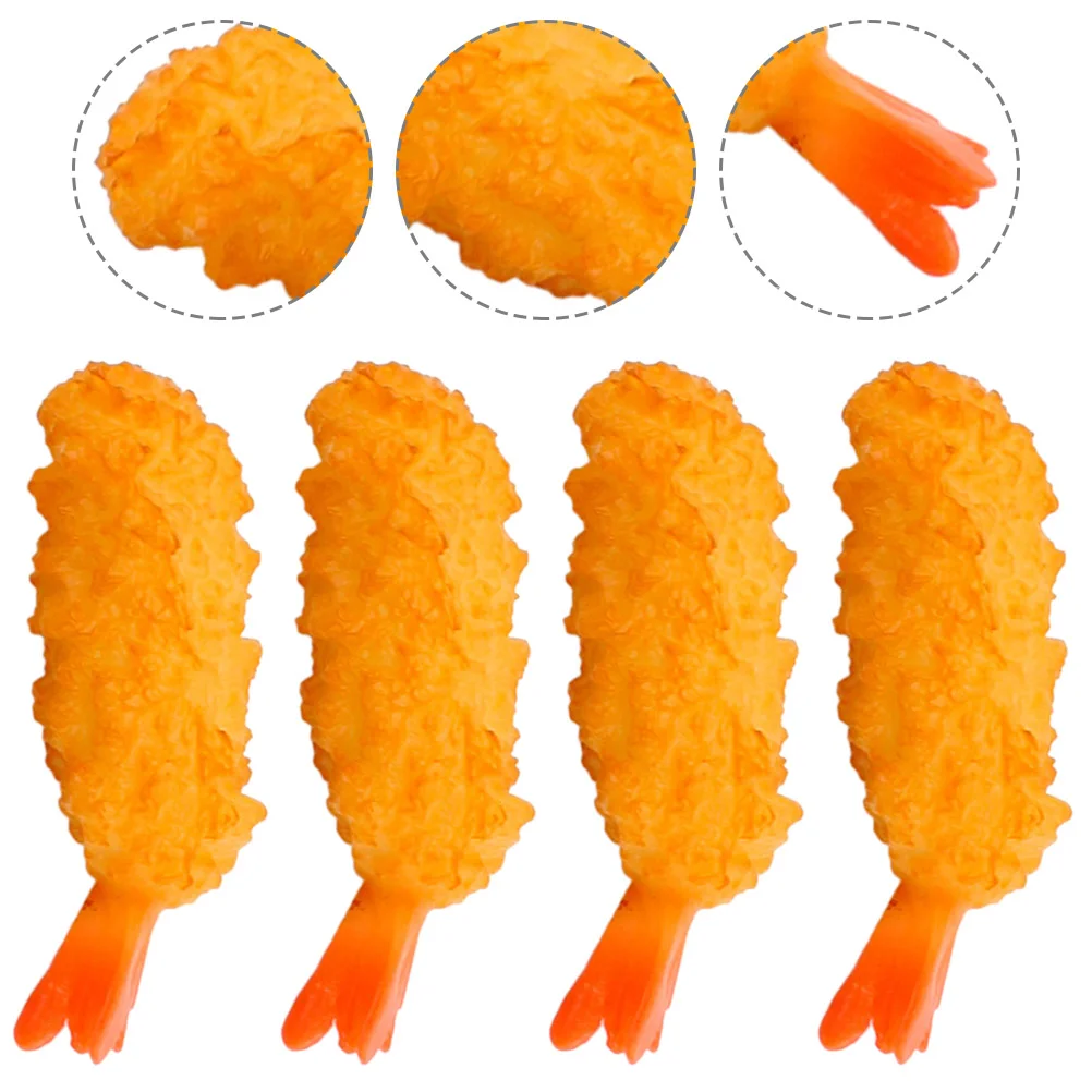 4 Pcs Simulated Tempura Faux Tempuras Model Toy Japanese-style Pretend Play Pvc Realistic Looking Fake Child