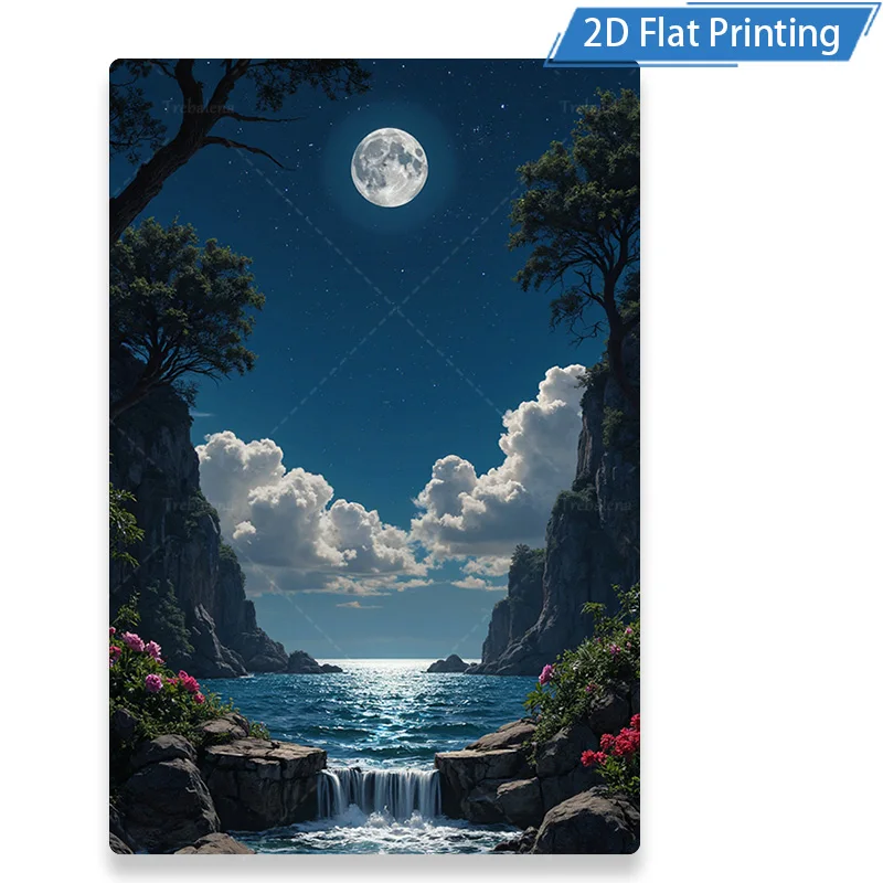 1pc Wall Tapestry "Starry Night Moonlight Ocean Scene Tapestry - Nature Landscape Wall Art"