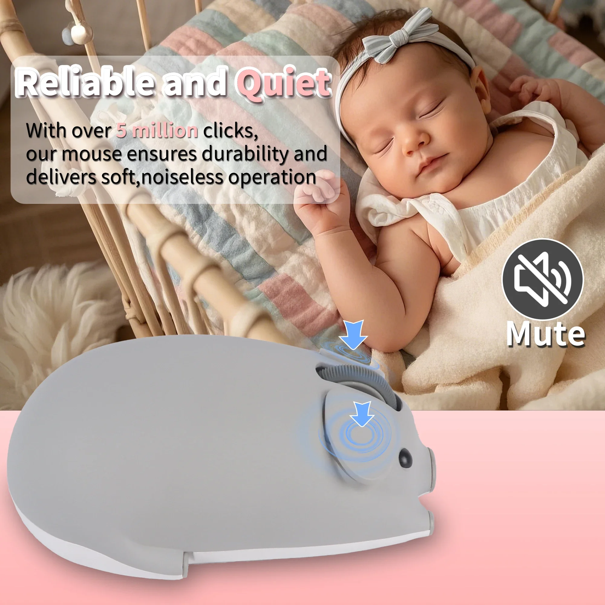 Silent Bluetooth 2.4G Wireless Mouse Cute Cartoon Pig Design Lightweight For Small Hands Ergonomic PC Laptop Mice For Girls