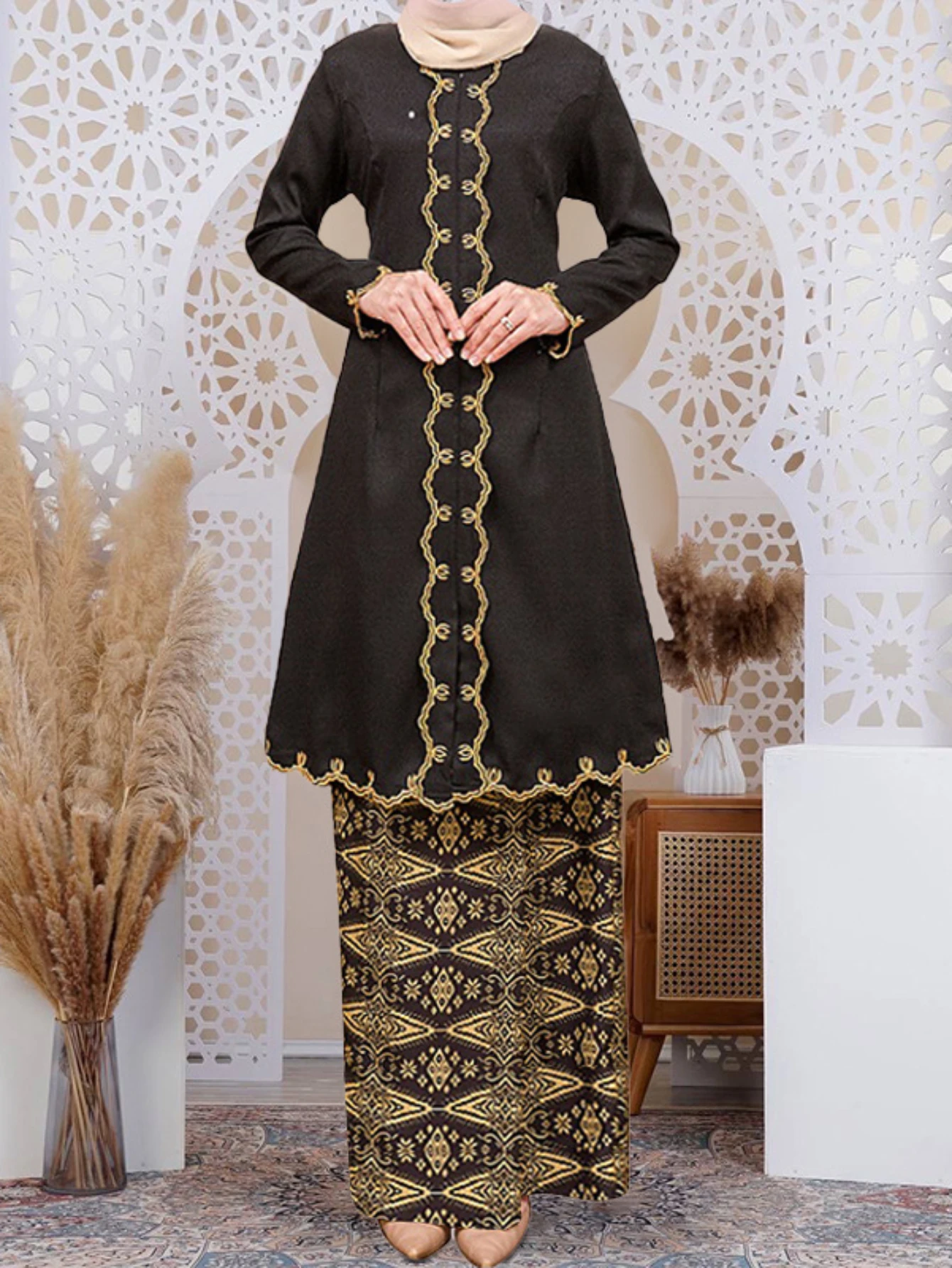 Dubai Muslim Ladies Outfits Embroidery Top High Waist Skirt 2 Piece Sets Women Party Arab Ramadan Morocco Dress Suit Abayas