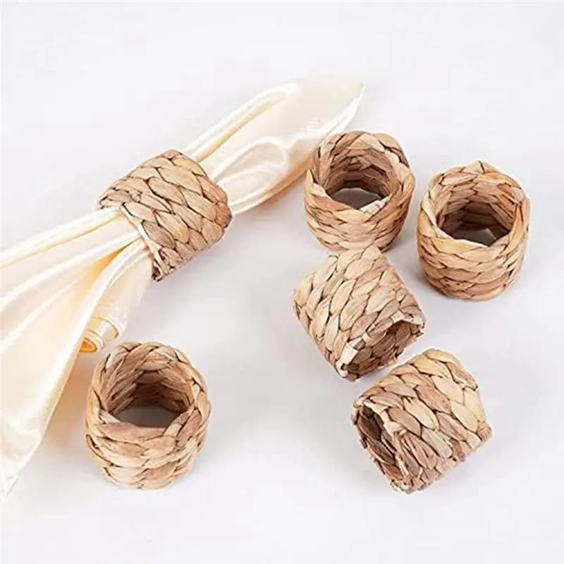A78I 6 Piece Woven Napkin Rings Set, Rustic Napkin Rings, Handmade Napkin Rings, Natural Napkin Rings, for Table Decoration