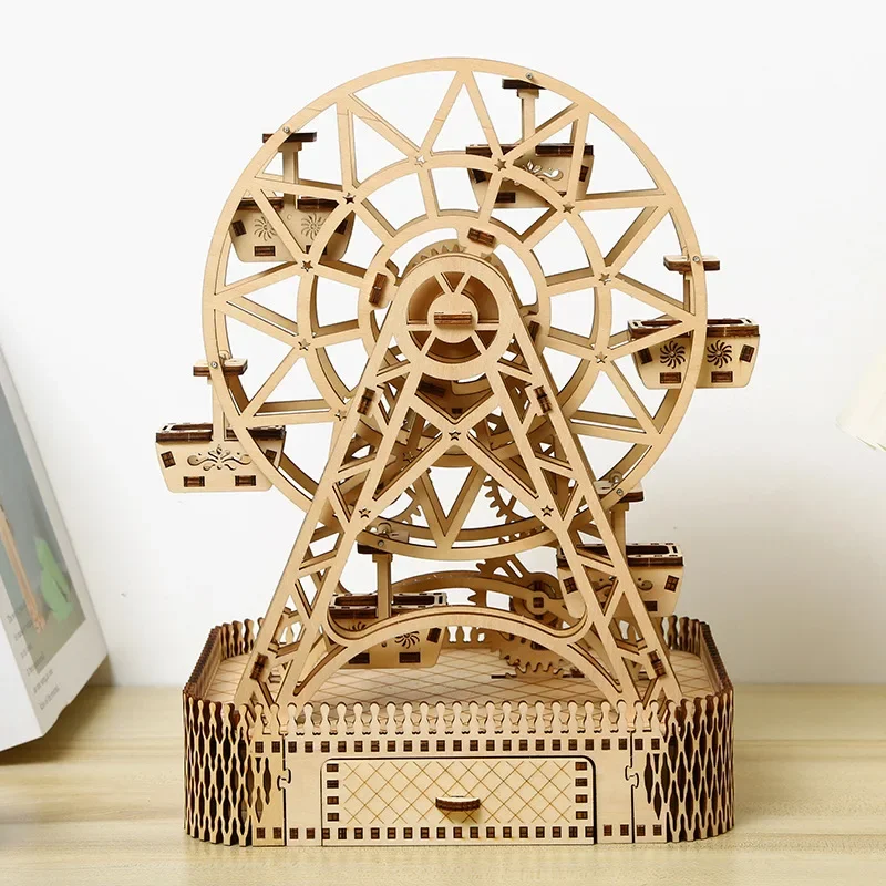 3d Wooden Puzzle Ferris Wheel Simulation Models DIY Assembly Toy Model Building Kits for Kids Adults Creative Gift