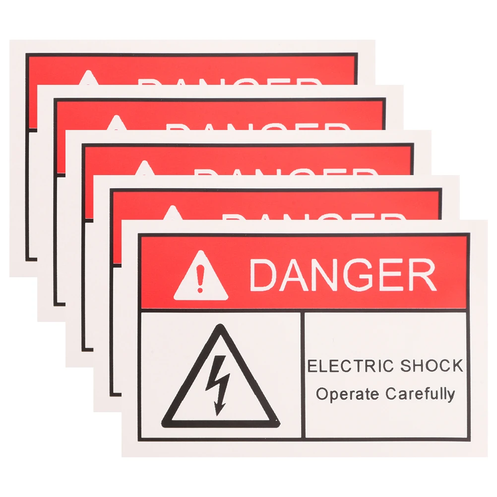 5 Pcs Electricity Warning Labels Electrical Panel Sign Fence Posts Sticker Dangers High Voltage