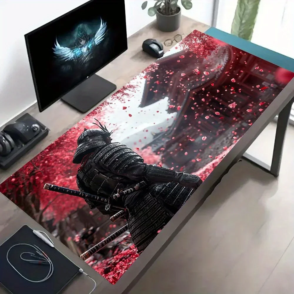 

Большой игровой коврик для мыши в японском самураи, настольный коврик, игровые коврики, противоскользящие, прочный коврик для клавиатуры и мыши Cherry Blossom mauspad muismat