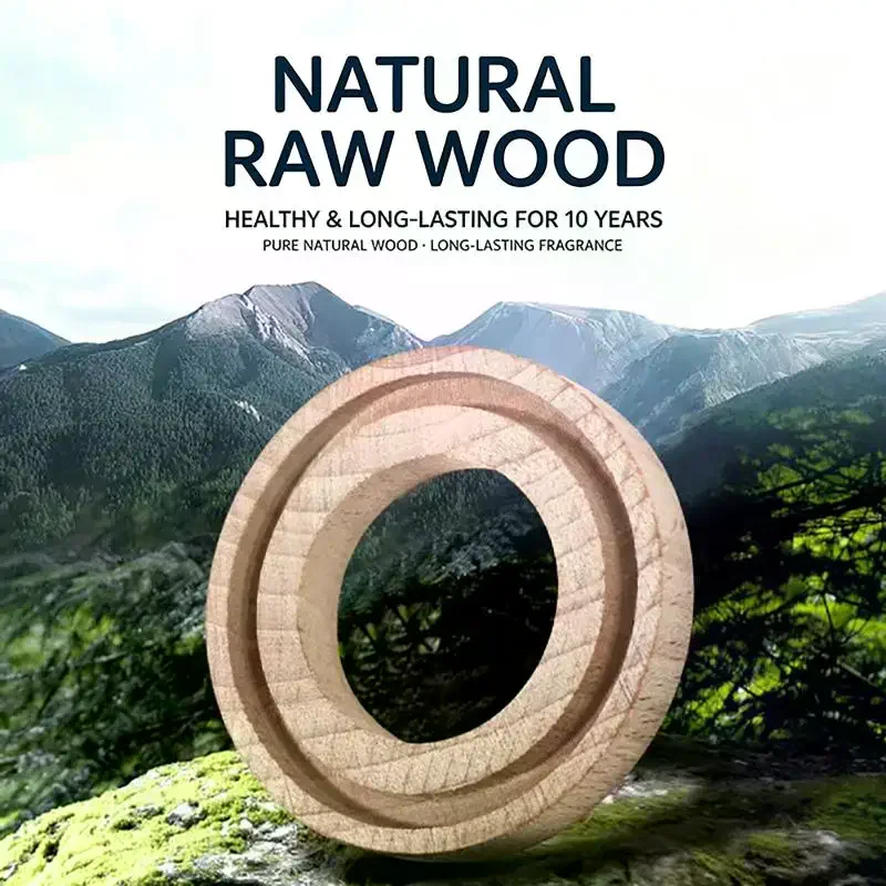 5/10Pcs Reusable Aromatherapy Wood Car Air Freshener Circular Essential Oil Diffuser for Bedroom Bathroom Decor