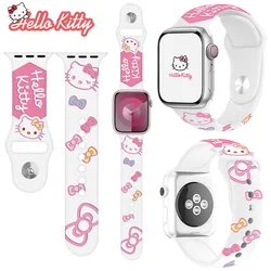 Sanrio Hello Kitty Strap for Apple Watch Band 45mm 44 42mm 41 40 49mm 44mm Cute Silicone Wrist Bracelet for Iwatch Series 8 9 7