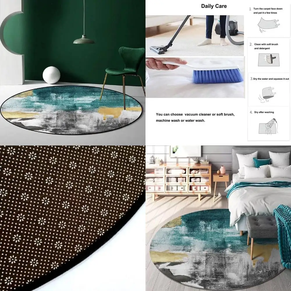 

Contemporary Circular Area Rug for Living Room and Bedroom, Diameter 6 Feet, Washable and Decorative Circle Carpets