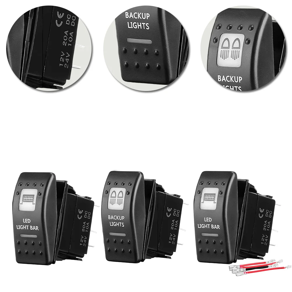 LED Backlight Bar Button Waterproof LED Light Bar Rocker Switch 12V 24V Car Dual Switches LED Light Bar for ATV UTV Car Truck RV