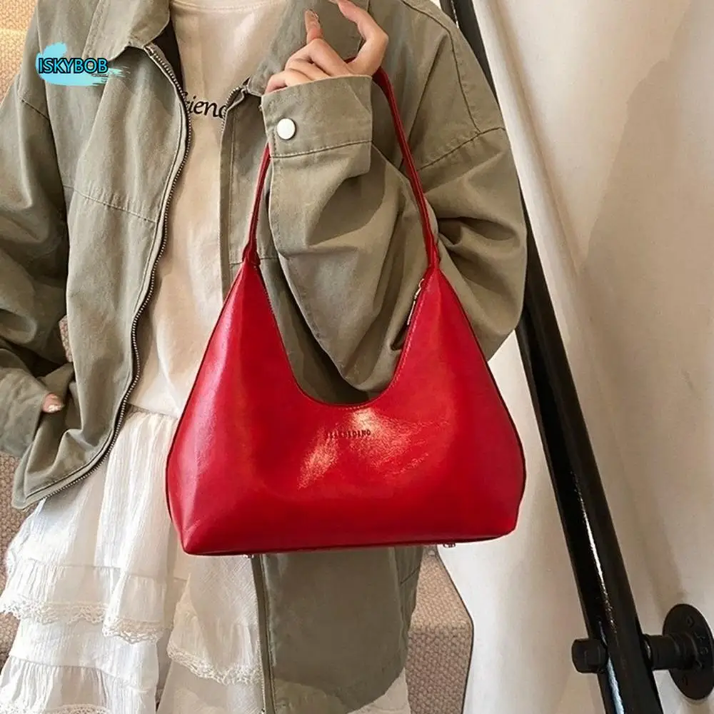 

Retro Solid Color Women Hobo Bag Anti-Splash Water Purses Underarm Bag Side Bag Large Capacity PU Leather Shoulder Bag Ladies