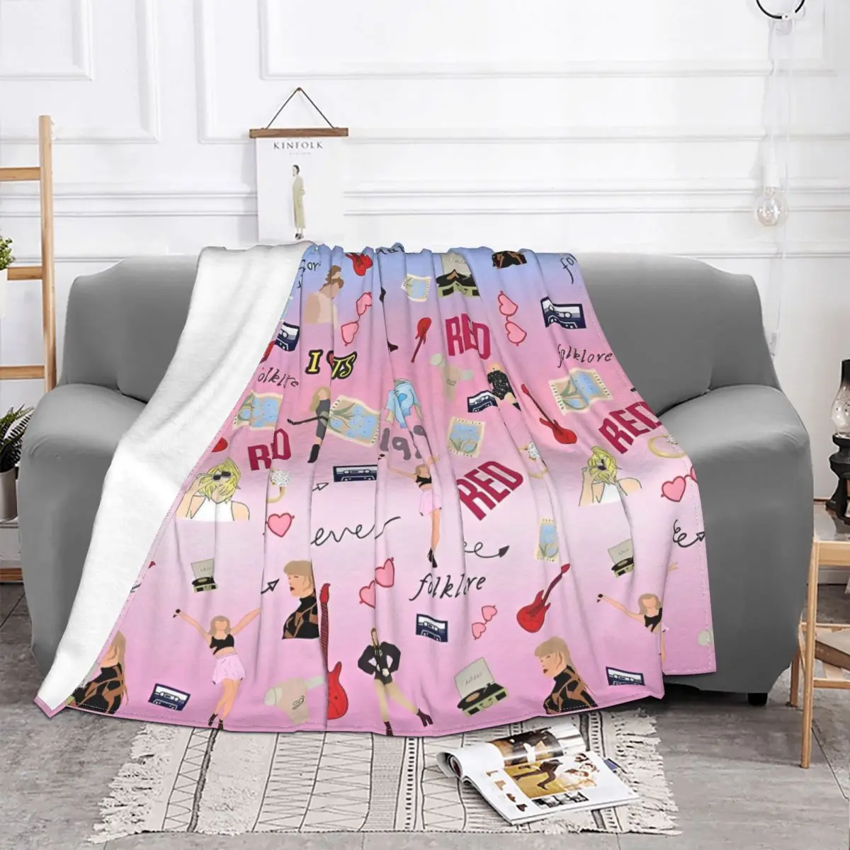 The Eras Tour Swiftied Singer Blanket Flannel Novelty Breathable Throw Blanket for Bed Sofa Spring/Autumn