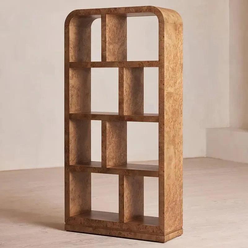 Retro High Arched Solid Wood Display Cabinet Living Room Storage Bookshelf Furniture for Apartment Home Use