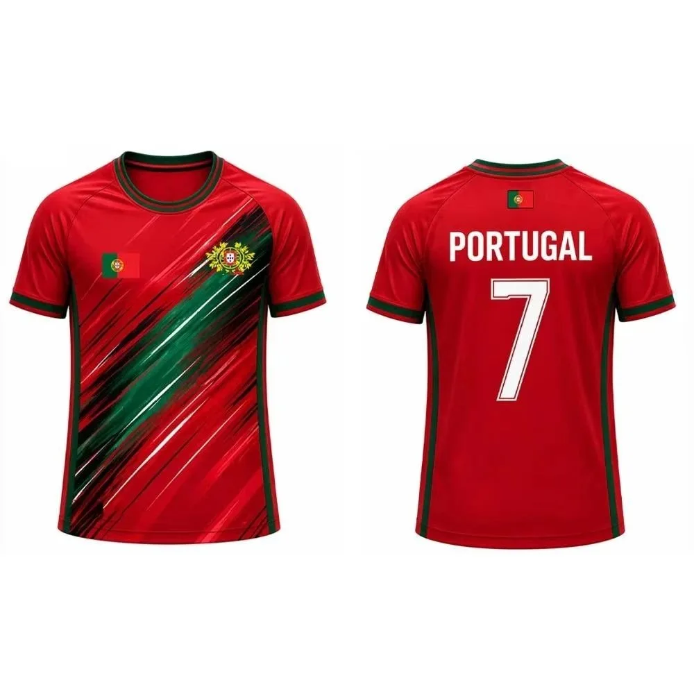 2026 Portugal Flag Print Mens Football Jersey Breathable Quick Drying Sports T Shirts Unisex Summer Casual Fan Tops