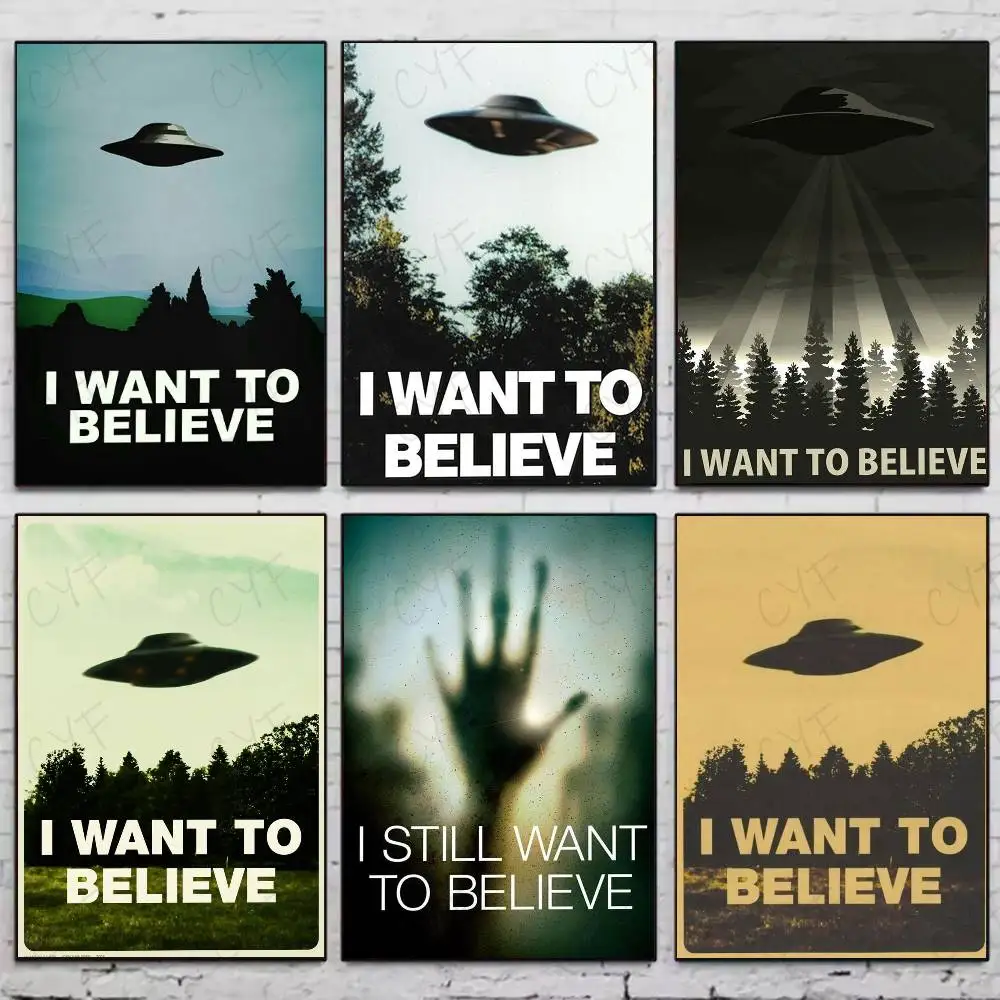 The X-Files I Want To Believe Movie Poster High Quality Dorm Living Room Aesthetic Wall Decoration Painting Stickers Gift