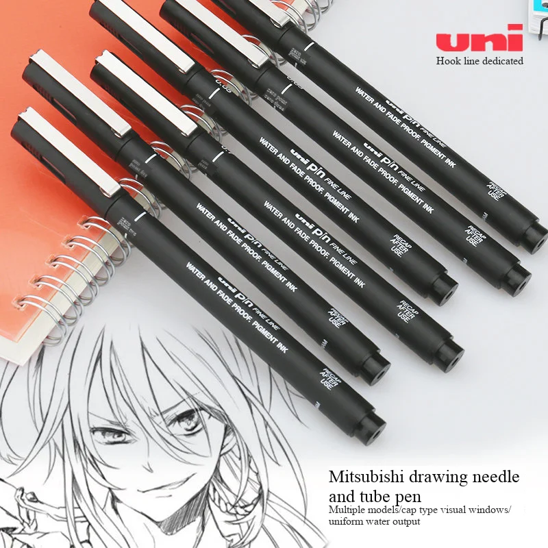 Uni Pin-200 Fineliner Drawing Pen 3/6/12pc Set Sketching Set Waterproof Needle Gel Pens 0.25-0.94mm Hand-drawn Comic Design