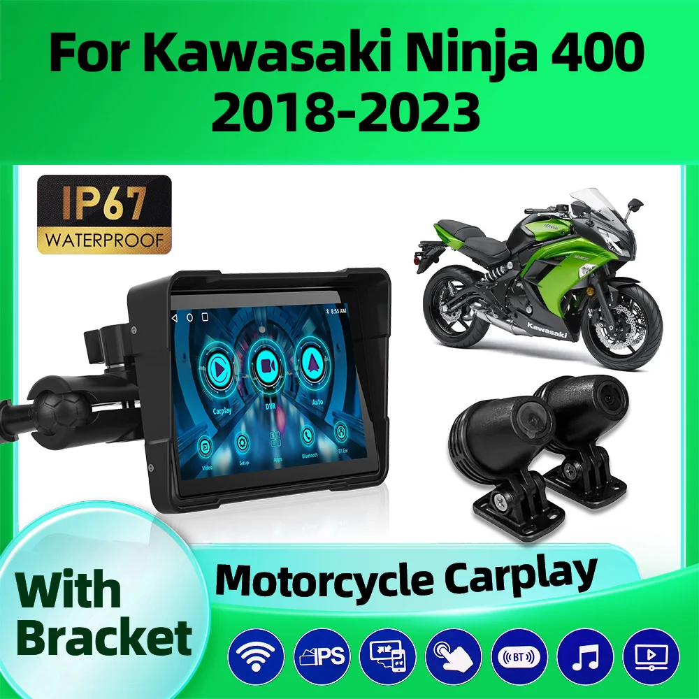 

5 Inch Motorcycle GPS Navigation Portable Moto CarPlay Android Auto IP67 Waterproof For Kawasaki Ninja 400 2018-2021 2022 2023