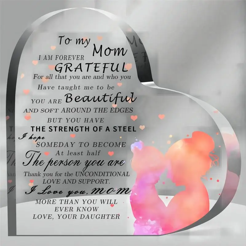 Acrylic Heart Keepsake, Sisterhood Table Decor, Ideal Gifts for Step Mom from Daughter, Remembrance for Family Gathering