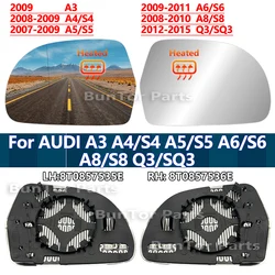 For Audi A3 2009 A4 B8 2008-2009 * A5 2007-2009 * A6/S6 C6 2009-2011*A8 08-10* Q3 LH&RH Rearview Mirror Glss# 8T0857 535E 536E
