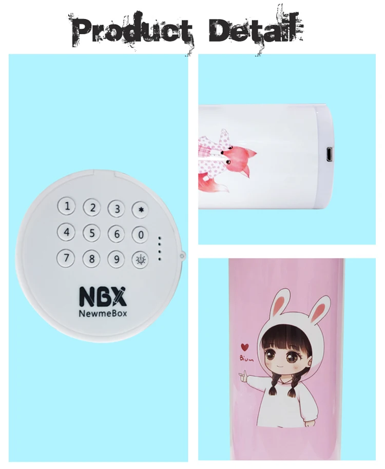 NBX 연필 케이스 암호 만화 패턴 펜 홀더 대용량 문구 상자 코드 잠금 홈 오피스 학교 보관 가방