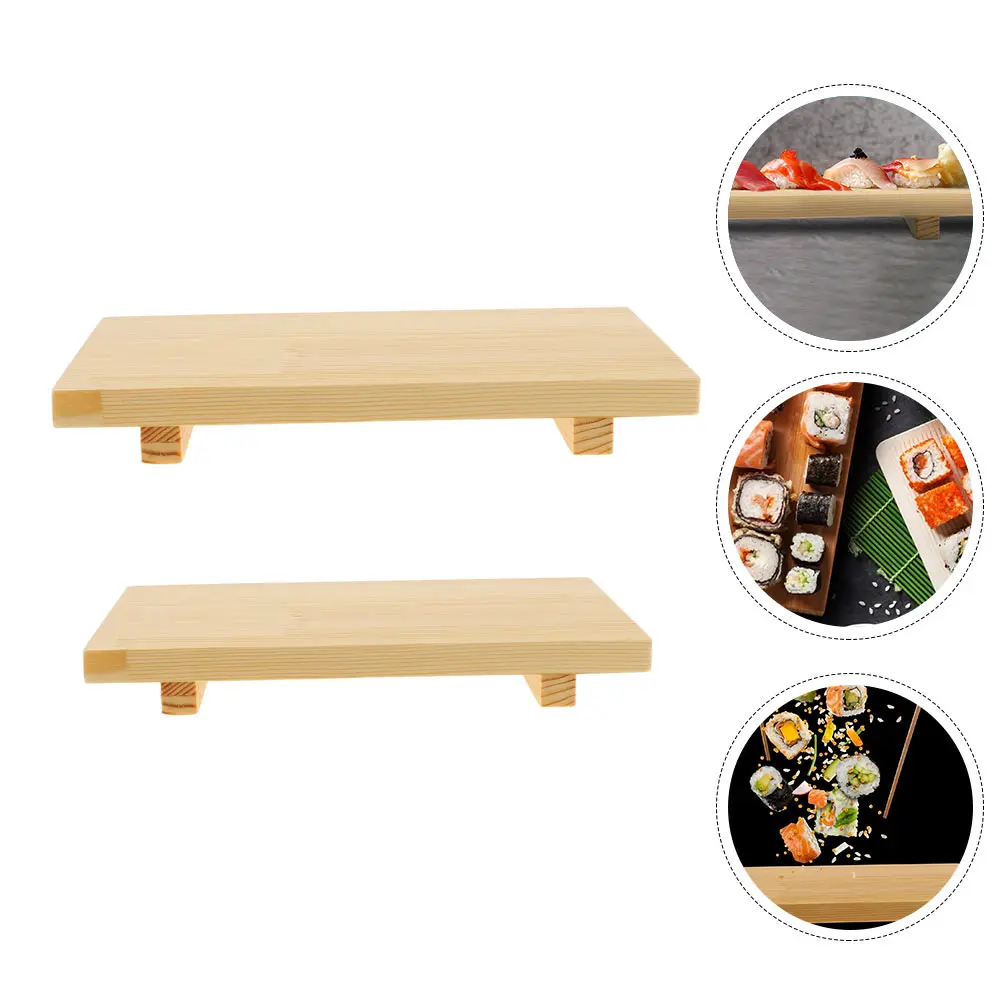 

2Pcs Sushi Plate Natural Materials Food Safe Eco Friendly Tray Snack Board Japanese Tableware Kitchen Utensils Practical Use