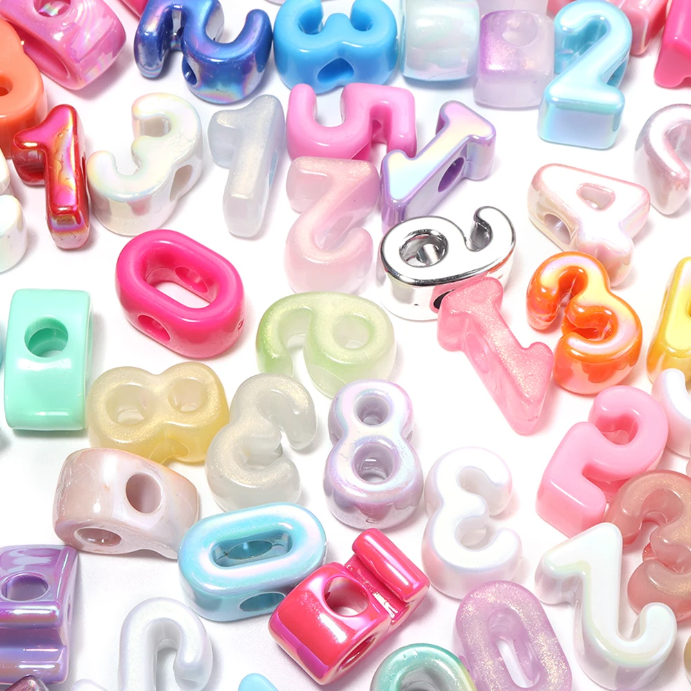 10-40pcs Random Mixed Digits Acrylic Number Beads Mixed Colors Large Hole Loose Spacer Bead for DIY Jewelry Making Accessories