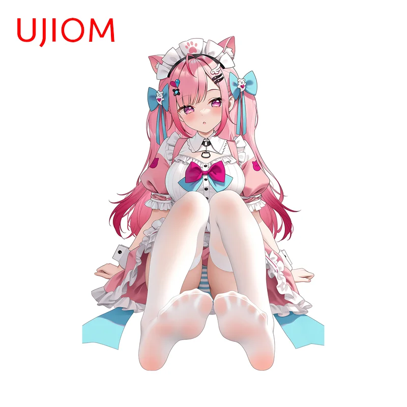 UJIOM Minato Aqua Cat-ear Maid Sticker Pink Blue Color Scheme Hololive Girl Popular Decal Living Home Storage Flask Decoration